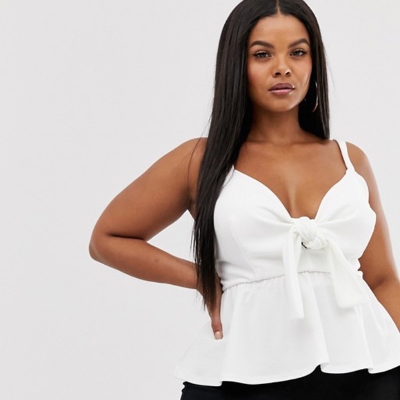 ASOS Curve Tops - White tie front tank top
